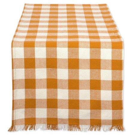 Fastfood 14 x 108 in. Pumpkin Spice Heavyweight Check Fringed Table Runner FA1541483